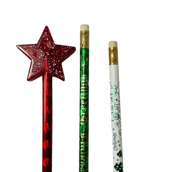 Wood Pencils Candy Cane Tree Star Holiday Unused Vintage Christmas Shaped Lot 7 - Picture 4 of 12